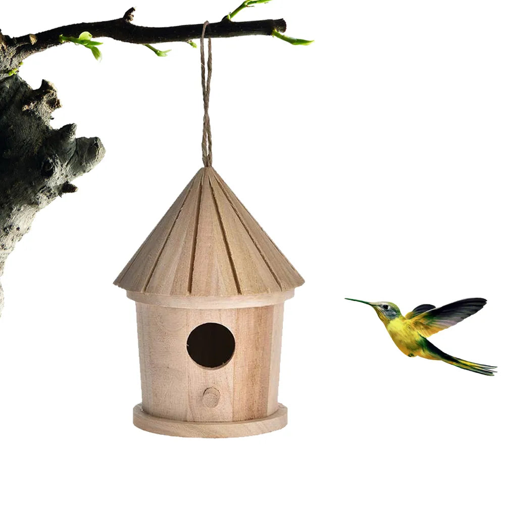 Rustic Wooden Bird House: Hanging Nest for a Natural Resting Place