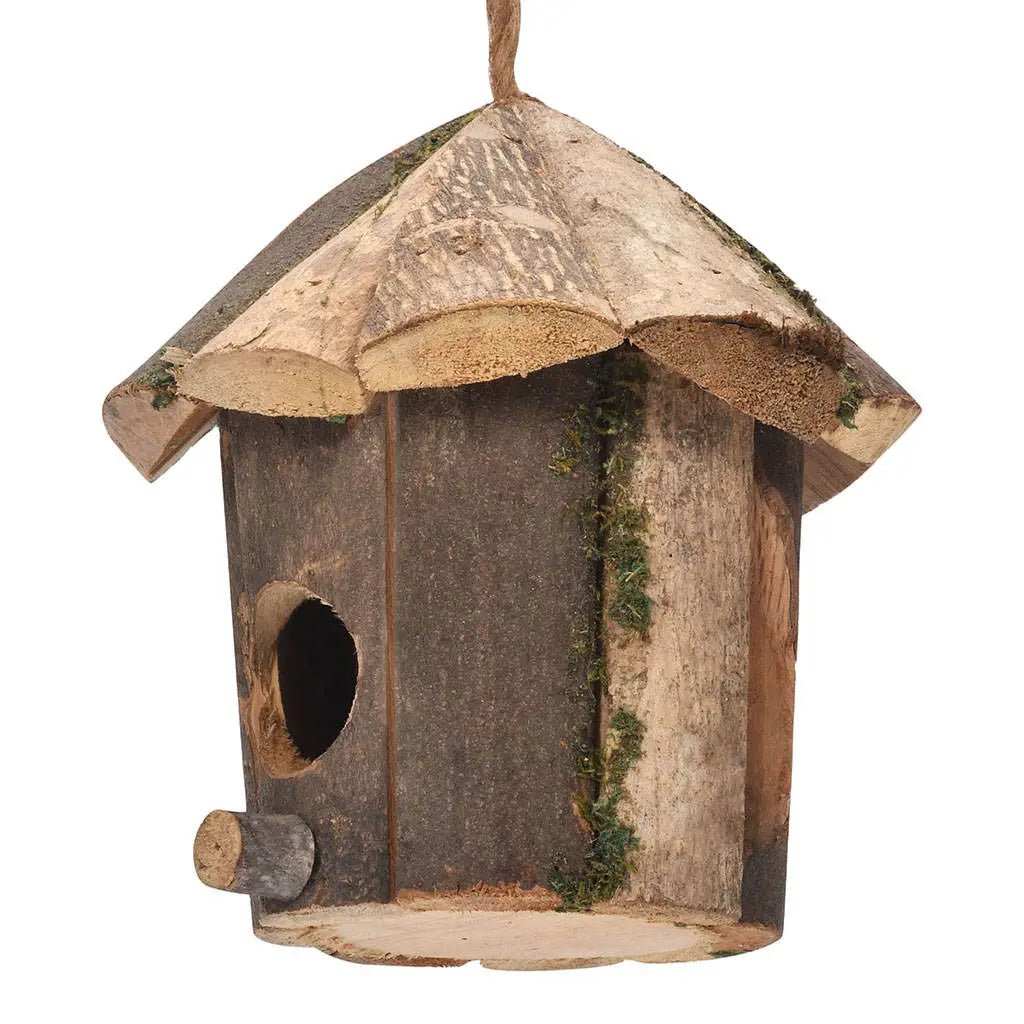 Rustic Wooden Bird Nest: Natural Outdoor Decor & Hummingbird Retreat