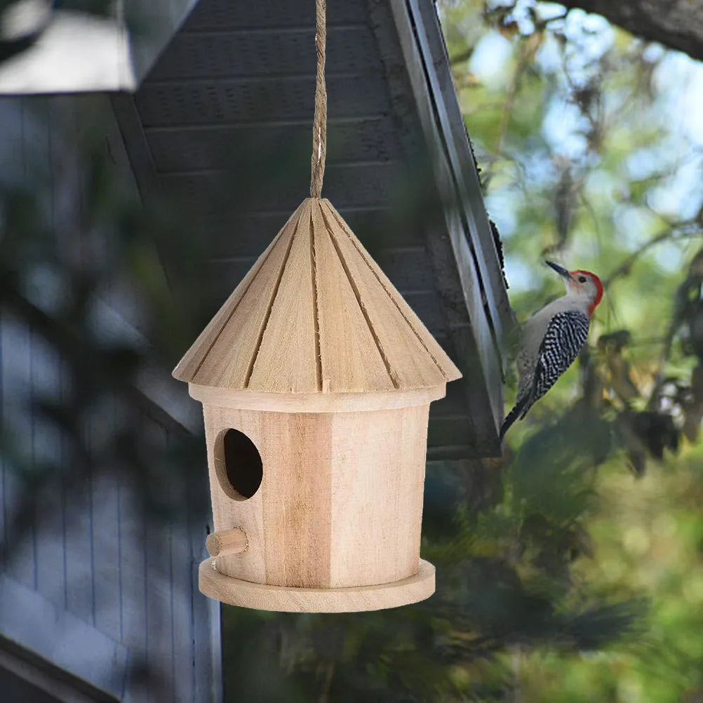 Rustic Wooden Bird House: Hanging Nest for a Natural Resting Place