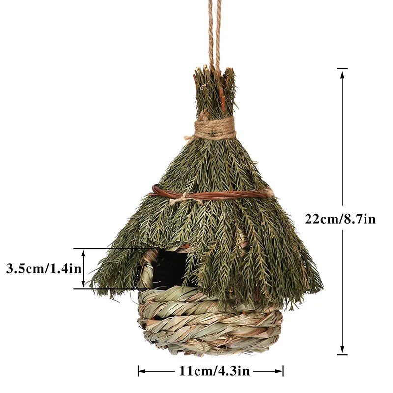 Hand-Woven Grass Bird House: Cozy Nesting Retreat for Small Birds