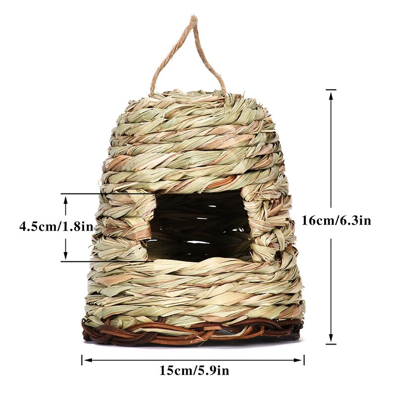 Hand-Woven Grass Bird House: Cozy Nesting Retreat for Small Birds
