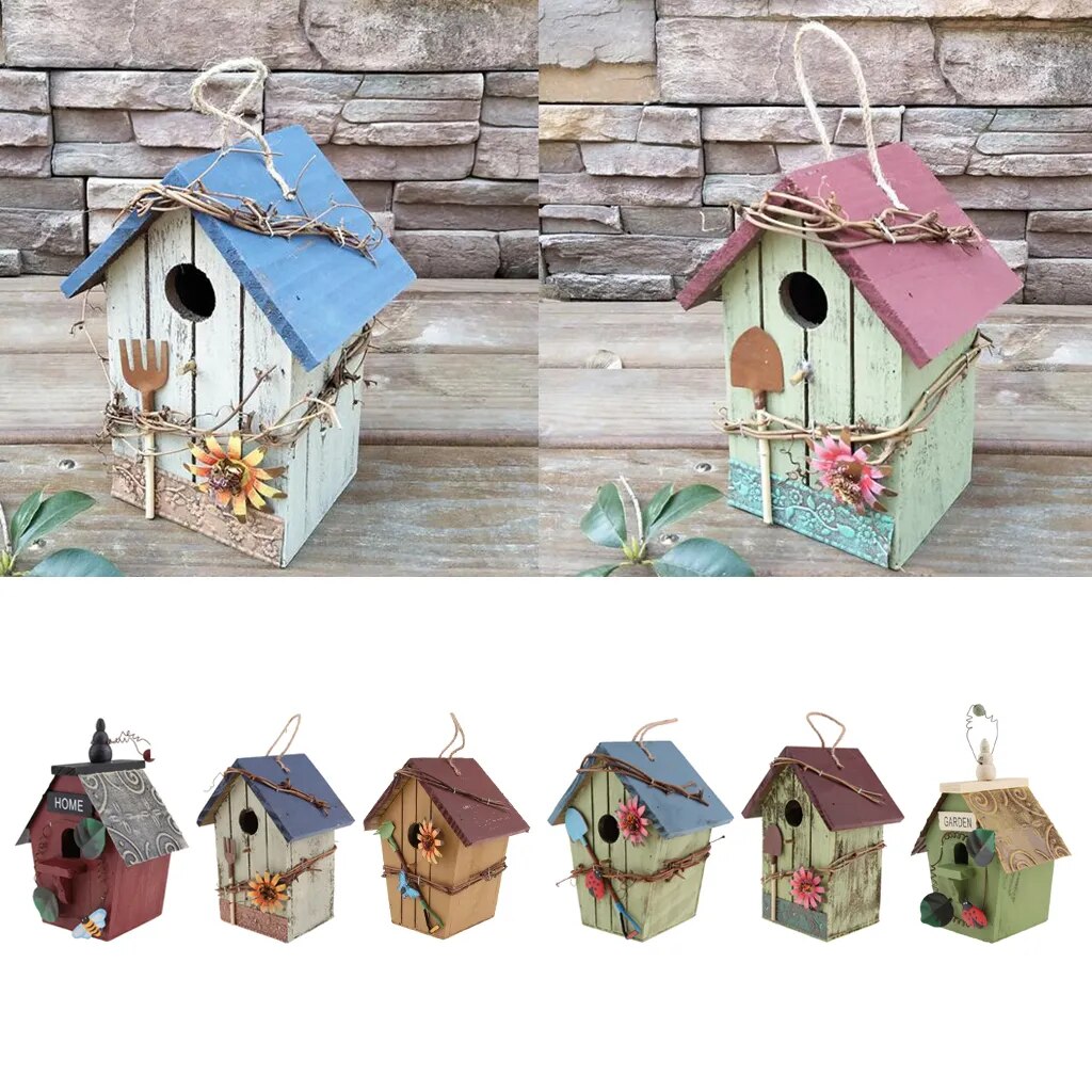 Charming Rural Wooden Bird House: 6 Styles for Your Outdoor Garden