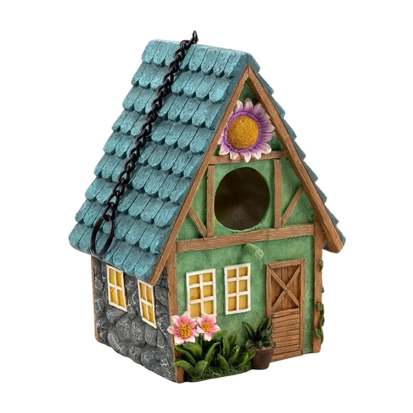 Hand-Painted Country Birdhouse: A Colorful Retreat for Small Birds