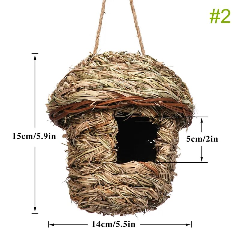 Hand-Woven Grass Bird House: Cozy Nesting Retreat for Small Birds