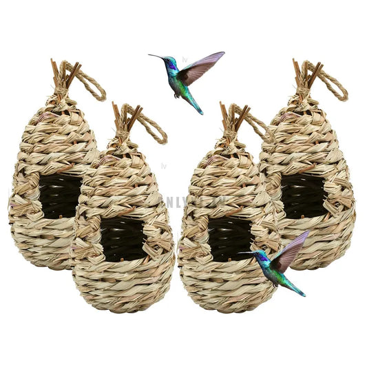 Nature's Swing: Whimsical Hanging Birdhouse - A Straw-Rope Sanctuary for Feathered Friends!