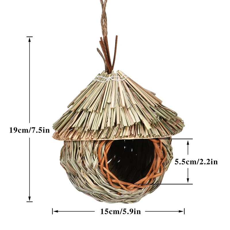 Hand-Woven Grass Bird House: Cozy Nesting Retreat for Small Birds