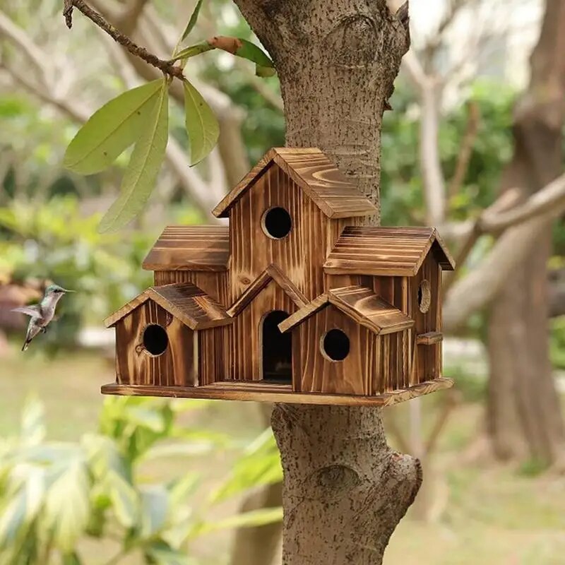 Artisan-Crafted Hanging Hummingbird Haven for Garden Serenity!