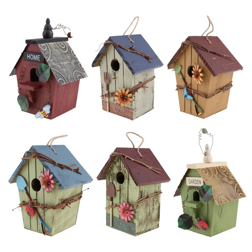 Charming Rural Wooden Bird House: 6 Styles for Your Outdoor Garden