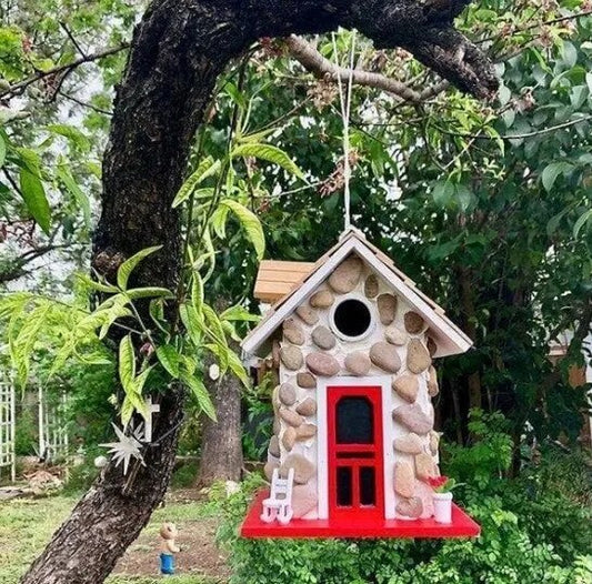 Enchanting Stone Cottage Bird House: Perfect Garden & Home Decor