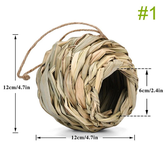 Hand-Woven Grass Bird House: Cozy Nesting Retreat for Small Birds